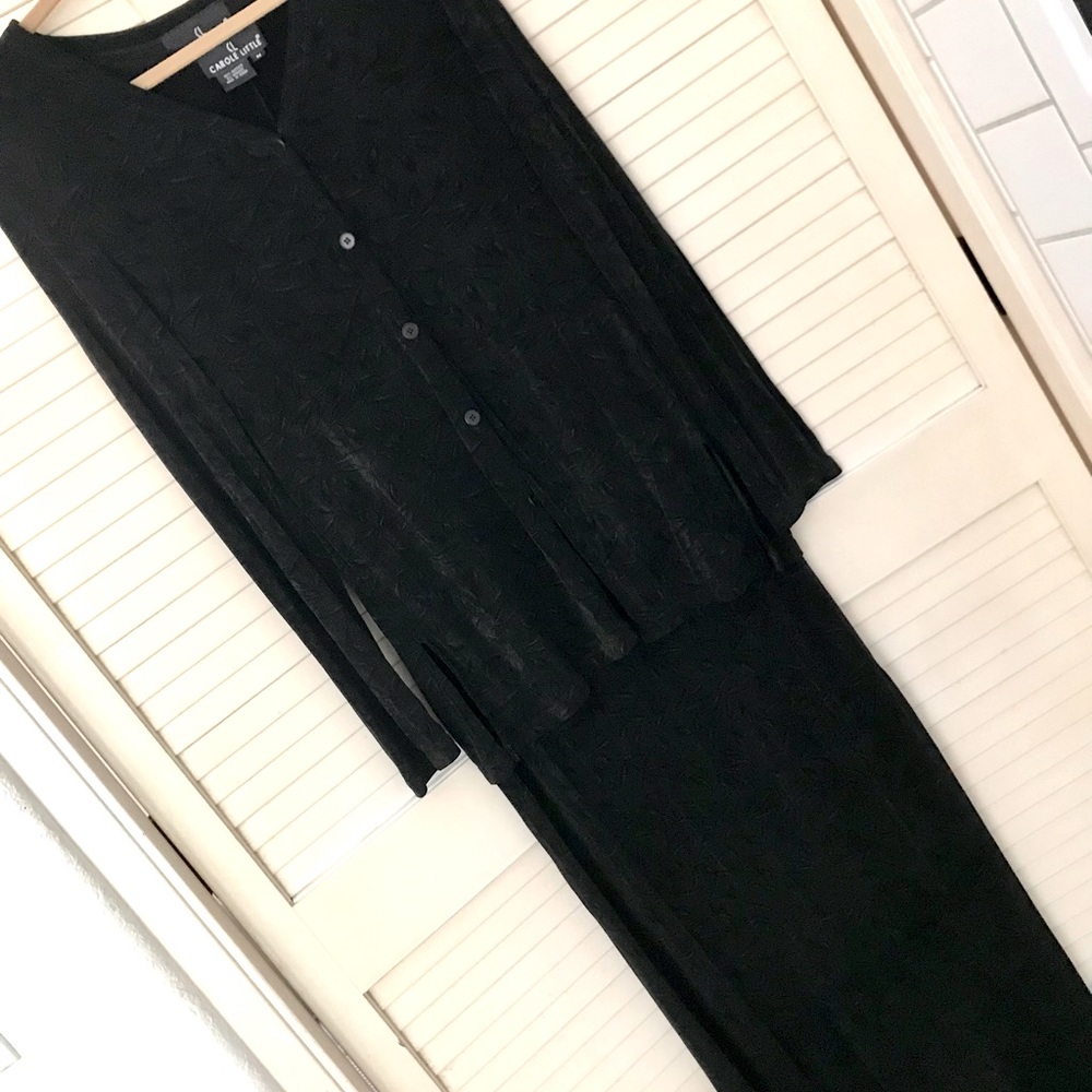 Carole Little 2 Piece Set Black size medium Sleeveless Maxi Dress & Cardigan